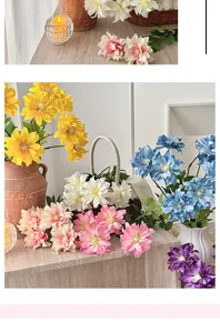 Künstliche Dahlien Blumen 2 Köpfe für Heimdekoration Tischblumen Arrangement Deko Requisiten