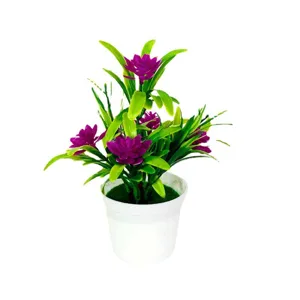 Artificial lotus potted plant with white pot, perfect for home, office and outdoor decoration.