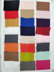 Fabric color swatch detail showing multiple solid color options for winter cashmere scarves.