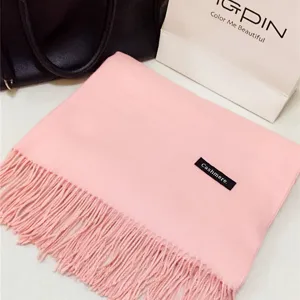 Women Autumn Winter Imitation Cashmere Scarf Solid Color Brushed Thick Long Tassel Shawl Warm Fashion Neck Scarf