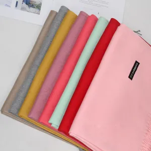 Autumn winter imitation cashmere scarf solid color tassel thick shawl warm women fashion.