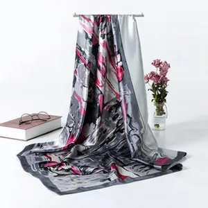 Abstract printed silk scarf shawl, elegant drape design for women's daily wear and travel.
