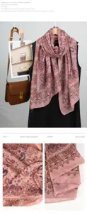 Longue écharpe imprimée paisley vintage élégante douce légère tour de cou châle mode femme