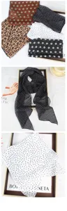 Elegant French style polka dot and leopard print long scarf for women, lightweight and chic.