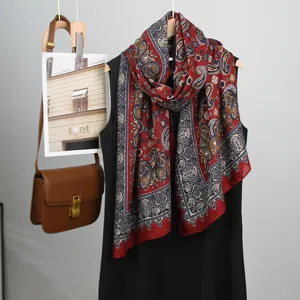 Nouveau foulard long en lin motif cachemire Yunnan femme imprimé floral châle élégant
