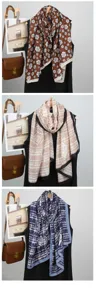 Vista dettagliata sciarpa scialle lino moda donna, elegante stampa floreale, multicolore.