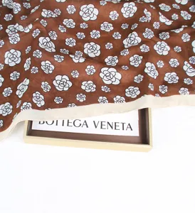 Brown camellia pattern women winter warm elegant retro fashion soft shawl scarf wrap