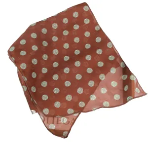 Brown polka dot silk scarf women elegant lightweight vintage neckerchief casual sun protection