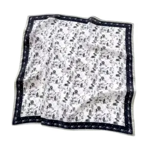 Frühlings-Damen-Quadrat-Seidentuch Mode schwarz weißer ländlicher Stil elegante Schal Kleidung