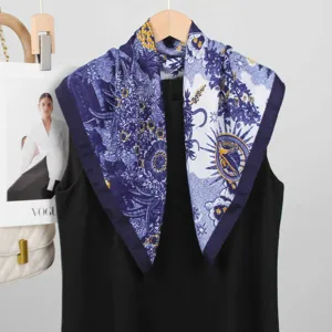 Women's Fashion Silk Velvet Cotton Linen Square Scarf Star Moon Tree Print Versatile Elegant Neck Scarf Daily Accessory