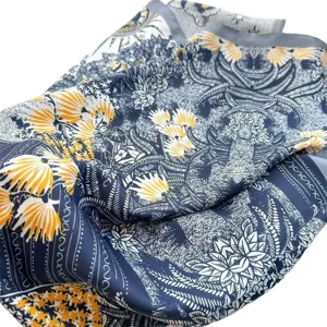 Foulard carre soie imprime floral peinture huile de luxe 90cm écharpe twill élégante