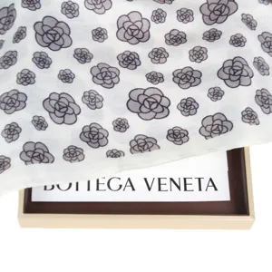 Elegant camellia print cotton linen scarf for women, large fashion shawl wrap accessory.