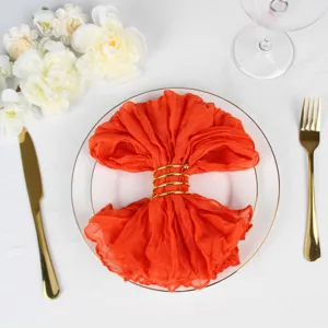 Bohemian orange wrinkled gauze cheesecloth napkin for wedding party table decoration