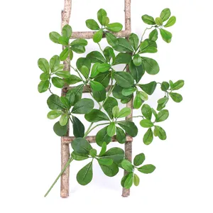 Artificial banyan leaves fake green plant branches for home indoor wall decor display