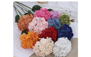 Detailed close-up view of colorful 3D printed artificial hydrangea flower bouquet