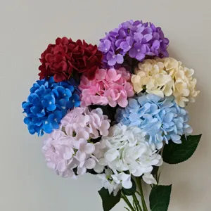 Close-up view of a colorful 3D printed artificial hydrangea flower bundle for home decor