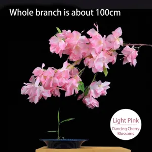 100cm artificial light pink cherry blossom branch silk flowers for wedding home decor