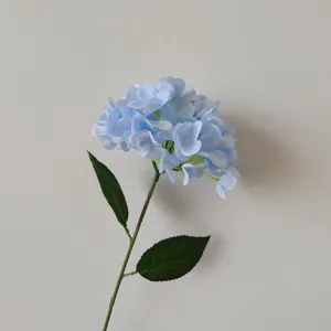Realistic artificial blue hydrangea stem for home or wedding decor