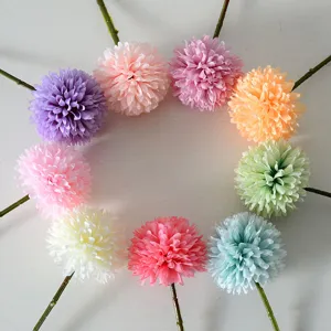 Artificial Flower Single Head Dandelion Pompon Chrysanthemum Fake Silk Flower Home Living Room Wedding Photography Decor