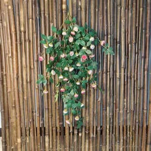 Fausse vigne de rose suspendue en soie plante artificielle pour décoration murale et paysagiste.