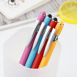 Juego de bolígrafos 2 en 1 de aluminio con punta capacitiva en varios colores brillantes