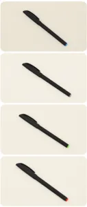 Penne gel professionali nere da 0,5 mm con tappi terminali colorati distintivi in dettaglio