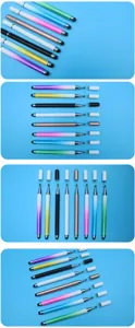 Lápices ópticos capacitivos 2 en 1 multicolores con puntas de disco y fibra en varios tonos macaron.