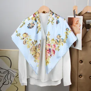 Foulard Quadrato in Satin con Stampa Floreale Botanica Vintage per Donna Sensazione Seta per Capelli Collo Testa Sciarpa Scialle da Viaggio Quotidiano