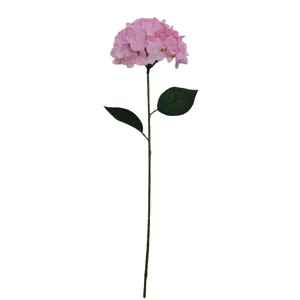 Lifelike artificial pink hydrangea stem perfect for home and wedding floral decorations