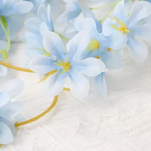 Light blue artificial winter jasmine vine for wedding decor and ceiling pipe coverage