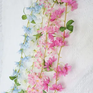 Artificial jasmine flower vines in pink and blue for wedding and home decoration