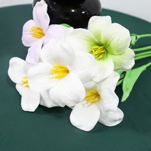 Realistic white and pink PU artificial tulip bouquet for home and wedding decor