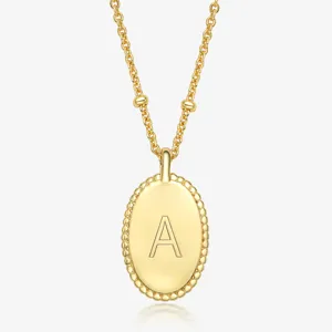 Collana con Pendente a Lettera in Argento Sterling 925 Ovale Minimalista Placcata in Oro per Gioielli da Donna Regalo