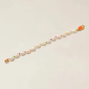 Collar de perlas cultivadas de colores con cuentas neón y cierre naranja joyería