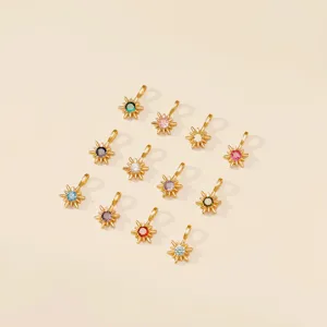 Pendentifs étoile à huit branches en micro-pavé avec zircons colorés pour bijoux DIY