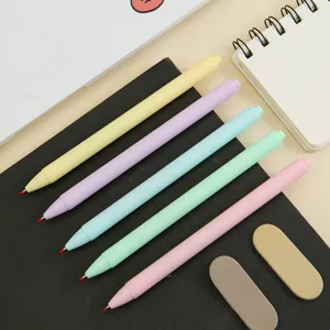 Set of macaron color retractable gel pens for office and school writing
