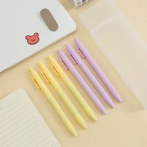 6-piece macaron color retractable gel pens with bullet point for school office writing.