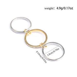 Detailed view of three-layer stacked stainless steel rings with dimension measurements