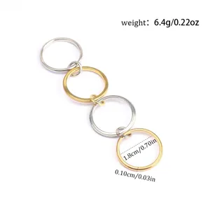 Detailed view of four interlocking titanium steel rings with weight and size specifications.