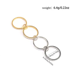 Detailed view of connected multi-ring set with size and weight specifications