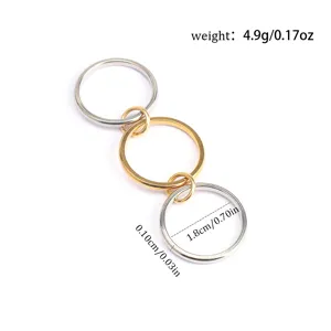 Technical detail of triple-layer titanium steel rings with specific measurements in cm and inch