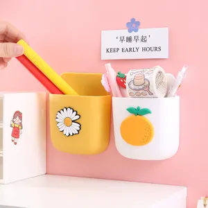 Creative wall-mounted storage box for bedroom organization with cartoon daisy and orange