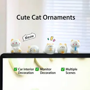 Set mit 5 niedlichen Miniatur-Katzenfiguren aus Harz für Monitor und Auto-Deko