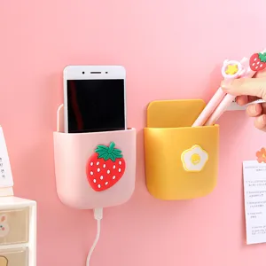 Creative cartoon wall-mounted punch-free storage box for smartphones and stationery items