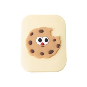 Lindo espejo de maquillaje portátil con peine diseño galleta para viajes y bolso