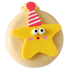 Cute cartoon star folding air cushion hair brush with travel mirror portable design