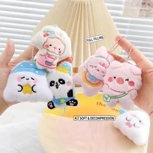 Assorted cute plush animal charms with bead chains for bags