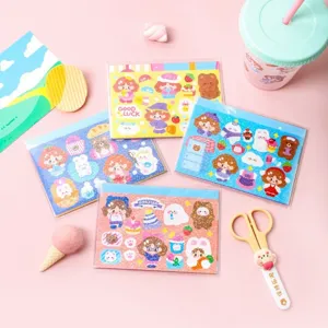 Cute DIY scenery sticker set for journals and scrapbooking on pink background