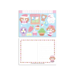 Cute DIY landscape postcard sticker set with cartoon girl and bunny for journal decor