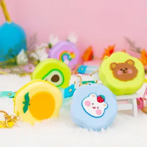 Cute cartoon flower silicone coin purse and AirPods case with wrist strap